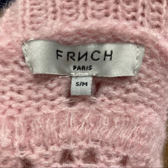 new FRNCH Y2K Sweater Pink Flowy Loose Cable Knit size S/M - Picture 6 of 8